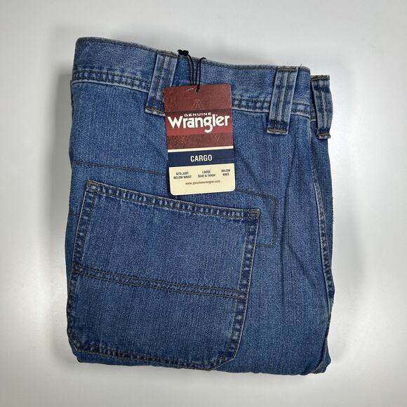 Wrangler Cargo Denim Shorts Men’s 38 Blue Relaxed Fit Carpenter Y2K NWT - Picture 16 of 16